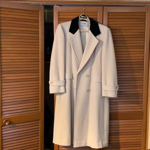 Cream wool coat black velvet collar